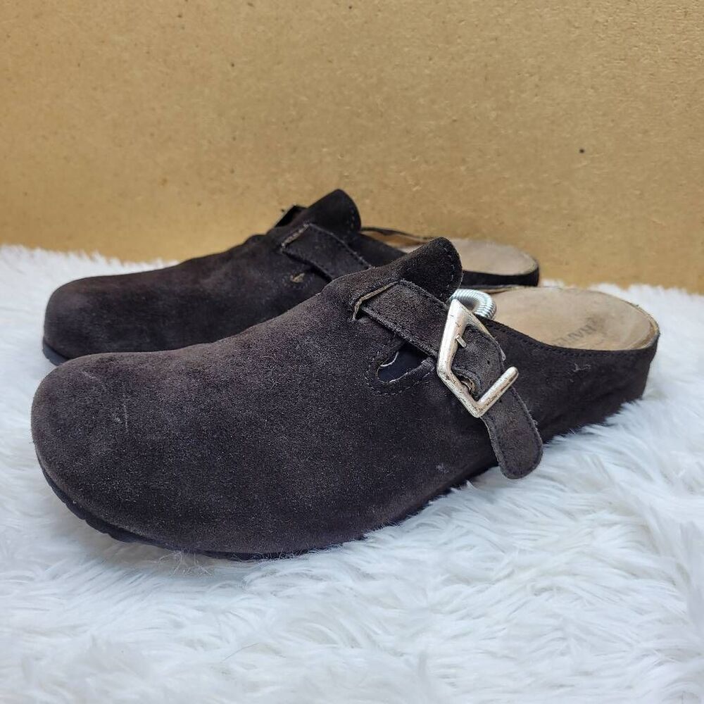 Haflinger Black Mules with Adjustable Side Buckle and Non-Slip Soles Size 40/9